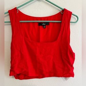 LULU’S Red Linen Blend Crop Top Medium